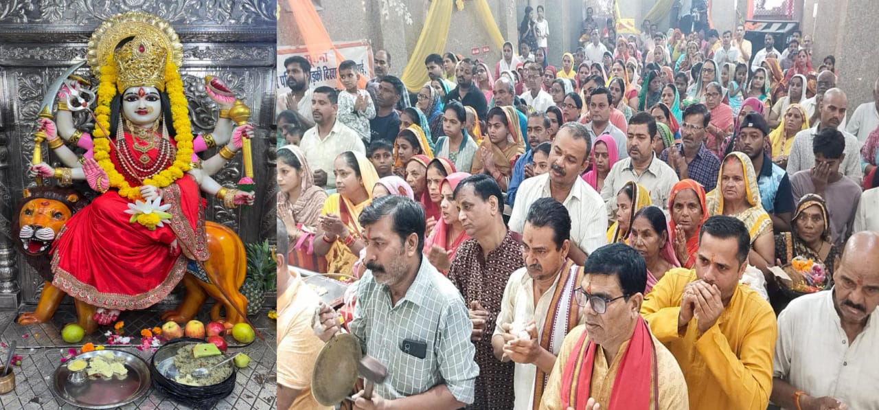 मां कालरात्रि की विधिवत पूजा, राजधानी मार्ग के प्राचीन दुर्गा मंदिर में उमड़ी श्रद्धालुओं की भारी भीड़